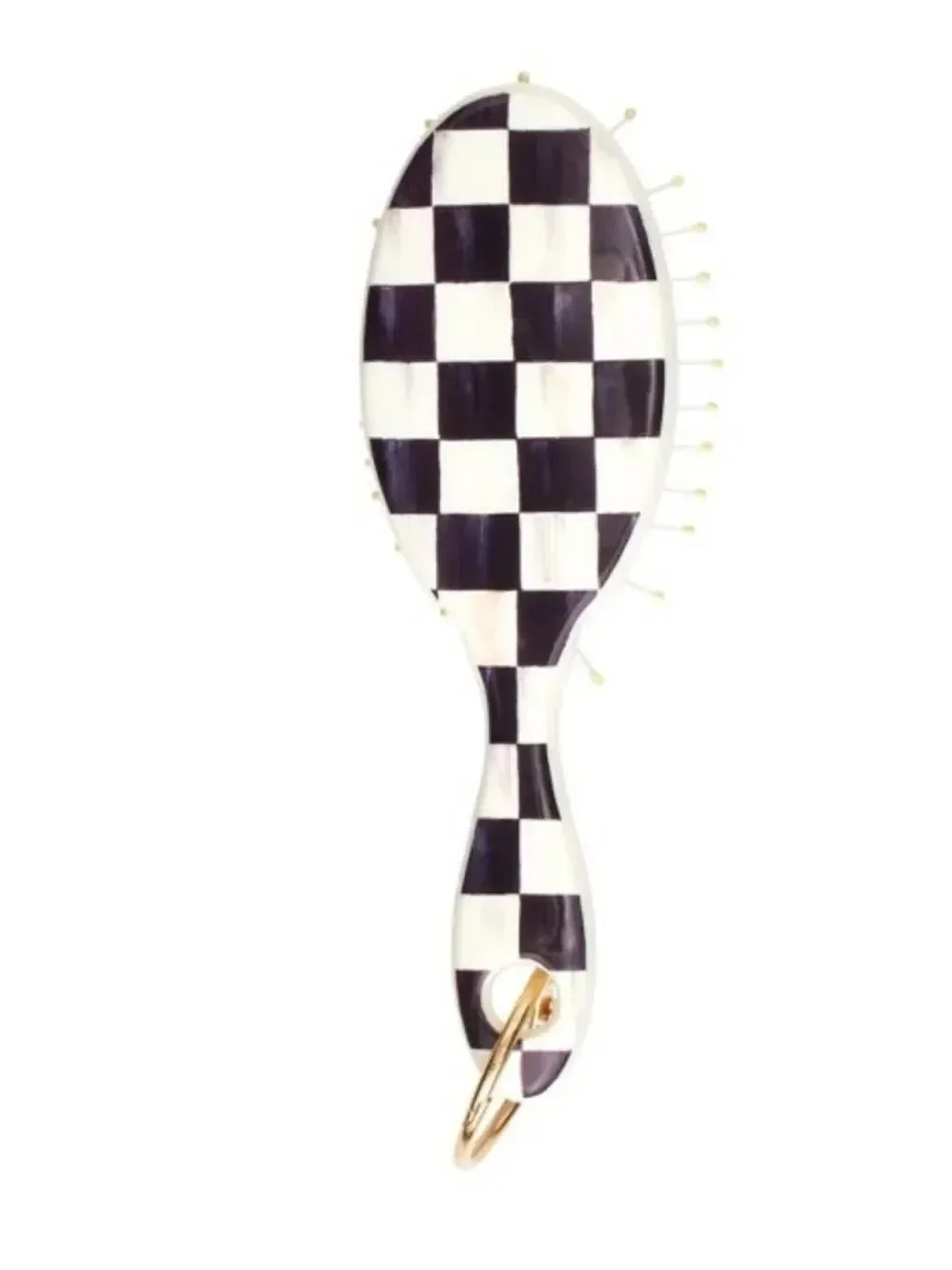 Wet brush x Mackenzie-Childs Keychain Detangler Brush White Black Courtly Check